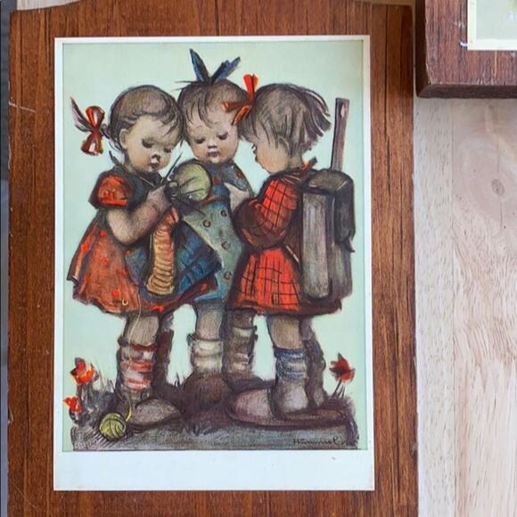 Mid century Modern Hummel prints wooden plaques 5 total nursery home decor - Picture 7 of 8
